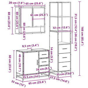 vidaXL 3 Piece Bathroom Furniture Set Sonoma Oak Engineered Wood