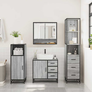 vidaXL 3 Piece Bathroom Furniture Set Grey Sonoma Engineered Wood