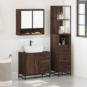 vidaXL 3 Piece Bathroom Furniture Set Brown Oak Engineered Wood