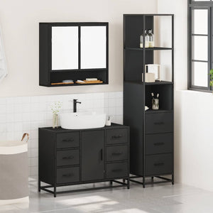 vidaXL 3 Piece Bathroom Furniture Set Black Engineered Wood