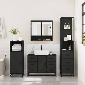 vidaXL 3 Piece Bathroom Furniture Set Black Engineered Wood