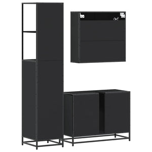 vidaXL 3 Piece Bathroom Furniture Set Black Engineered Wood