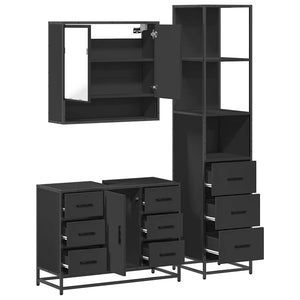 vidaXL 3 Piece Bathroom Furniture Set Black Engineered Wood