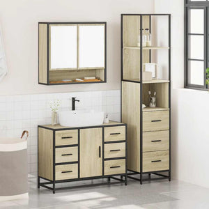 vidaXL 3 Piece Bathroom Furniture Set Sonoma Oak Engineered Wood