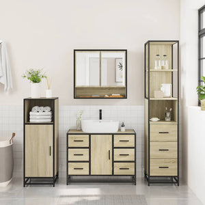 vidaXL 3 Piece Bathroom Furniture Set Sonoma Oak Engineered Wood