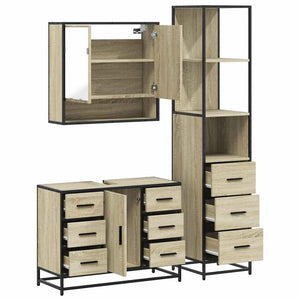 vidaXL 3 Piece Bathroom Furniture Set Sonoma Oak Engineered Wood