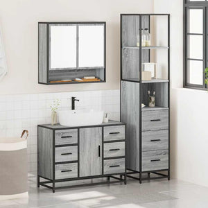 vidaXL 3 Piece Bathroom Furniture Set Grey Sonoma Engineered Wood