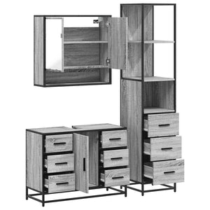 vidaXL 3 Piece Bathroom Furniture Set Grey Sonoma Engineered Wood