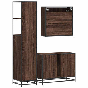 vidaXL 3 Piece Bathroom Furniture Set Brown Oak Engineered Wood