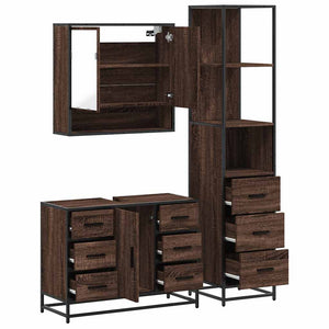 vidaXL 3 Piece Bathroom Furniture Set Brown Oak Engineered Wood