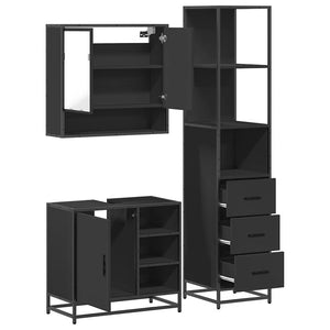 vidaXL 3 Piece Bathroom Furniture Set Black Engineered Wood