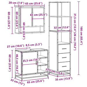 vidaXL 3 Piece Bathroom Furniture Set Black Engineered Wood