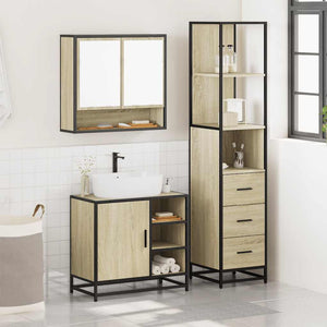 vidaXL 3 Piece Bathroom Furniture Set Sonoma Oak Engineered Wood