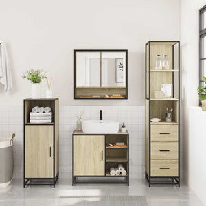 vidaXL 3 Piece Bathroom Furniture Set Sonoma Oak Engineered Wood