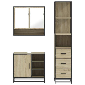 vidaXL 3 Piece Bathroom Furniture Set Sonoma Oak Engineered Wood