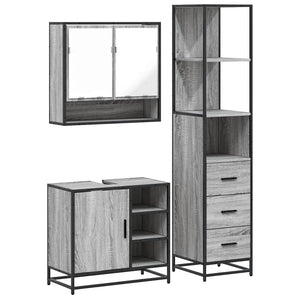 vidaXL 3 Piece Bathroom Furniture Set Grey Sonoma Engineered Wood