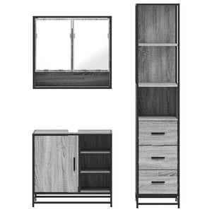 vidaXL 3 Piece Bathroom Furniture Set Grey Sonoma Engineered Wood