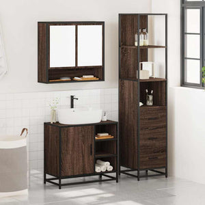 vidaXL 3 Piece Bathroom Furniture Set Brown Oak Engineered Wood