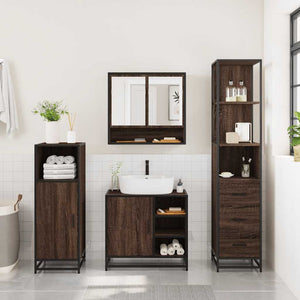 vidaXL 3 Piece Bathroom Furniture Set Brown Oak Engineered Wood