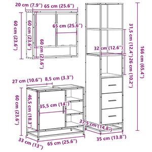 vidaXL 3 Piece Bathroom Furniture Set Brown Oak Engineered Wood