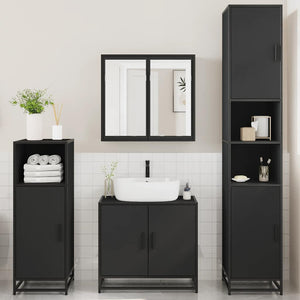 vidaXL 4 Piece Bathroom Furniture Set Black Engineered Wood