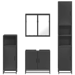 vidaXL 4 Piece Bathroom Furniture Set Black Engineered Wood