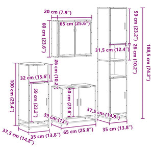 vidaXL 4 Piece Bathroom Furniture Set Black Engineered Wood