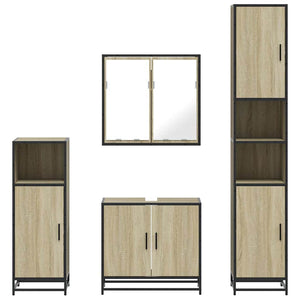 vidaXL 4 Piece Bathroom Furniture Set Sonoma Oak Engineered Wood