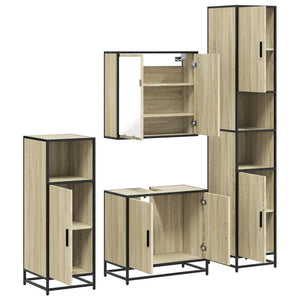 vidaXL 4 Piece Bathroom Furniture Set Sonoma Oak Engineered Wood