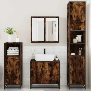 vidaXL 4 Piece Bathroom Furniture Set Smoked Oak Engineered Wood