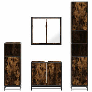 vidaXL 4 Piece Bathroom Furniture Set Smoked Oak Engineered Wood