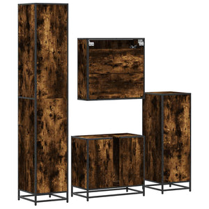 vidaXL 4 Piece Bathroom Furniture Set Smoked Oak Engineered Wood