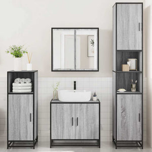 vidaXL 4 Piece Bathroom Furniture Set Grey Sonoma Engineered Wood