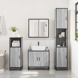 vidaXL 4 Piece Bathroom Furniture Set Grey Sonoma Engineered Wood