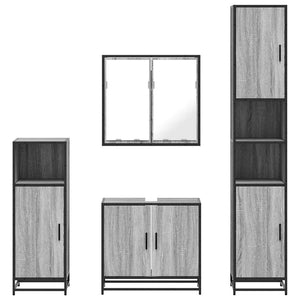 vidaXL 4 Piece Bathroom Furniture Set Grey Sonoma Engineered Wood