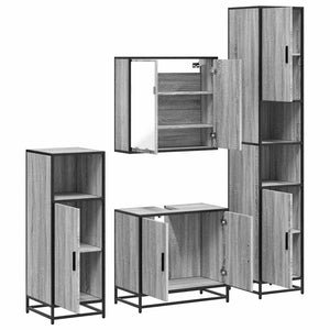 vidaXL 4 Piece Bathroom Furniture Set Grey Sonoma Engineered Wood