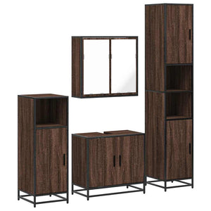 vidaXL 4 Piece Bathroom Furniture Set Brown Oak Engineered Wood