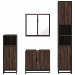 vidaXL 4 Piece Bathroom Furniture Set Brown Oak Engineered Wood