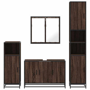 vidaXL 4 Piece Bathroom Furniture Set Brown Oak Engineered Wood