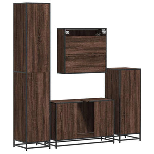 vidaXL 4 Piece Bathroom Furniture Set Brown Oak Engineered Wood