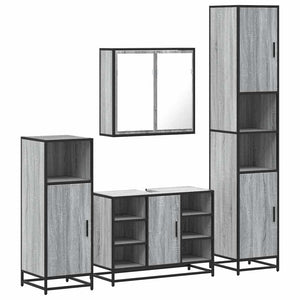 vidaXL 4 Piece Bathroom Furniture Set Smoked Oak Engineered Wood