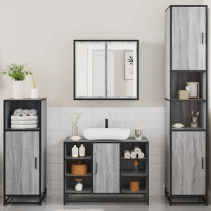 vidaXL 4 Piece Bathroom Furniture Set Smoked Oak Engineered Wood