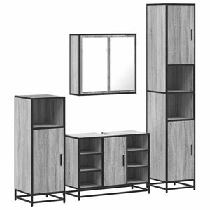 vidaXL 4 Piece Bathroom Furniture Set Grey Sonoma Engineered Wood