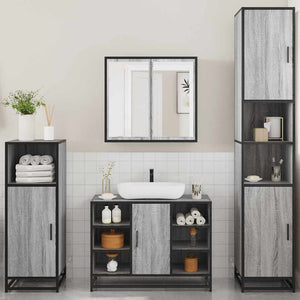 vidaXL 4 Piece Bathroom Furniture Set Grey Sonoma Engineered Wood