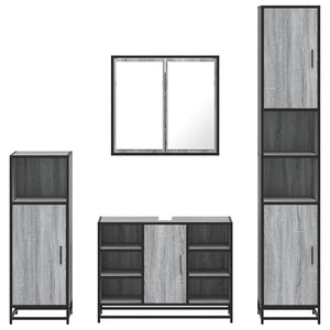 vidaXL 4 Piece Bathroom Furniture Set Grey Sonoma Engineered Wood