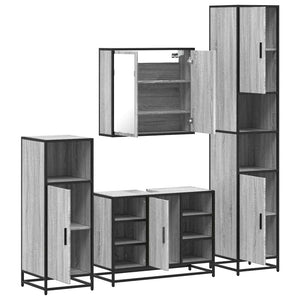 vidaXL 4 Piece Bathroom Furniture Set Grey Sonoma Engineered Wood