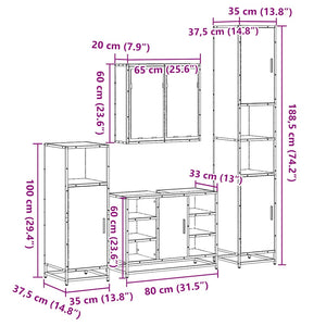 vidaXL 4 Piece Bathroom Furniture Set Grey Sonoma Engineered Wood