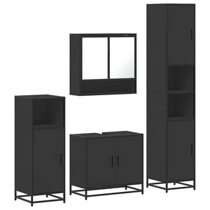 vidaXL 4 Piece Bathroom Furniture Set Black Engineered Wood