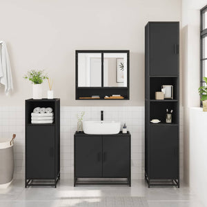 vidaXL 4 Piece Bathroom Furniture Set Black Engineered Wood