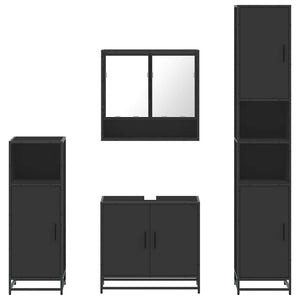 vidaXL 4 Piece Bathroom Furniture Set Black Engineered Wood